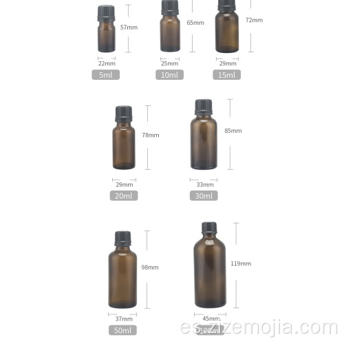 Venta caliente botella de aceite esencial de vidrio ámbar de 10 ml